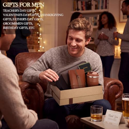 7 Pcs Gift Set for Men 17oz Tumbler Notebook Bag Pen,Brown - Image 5