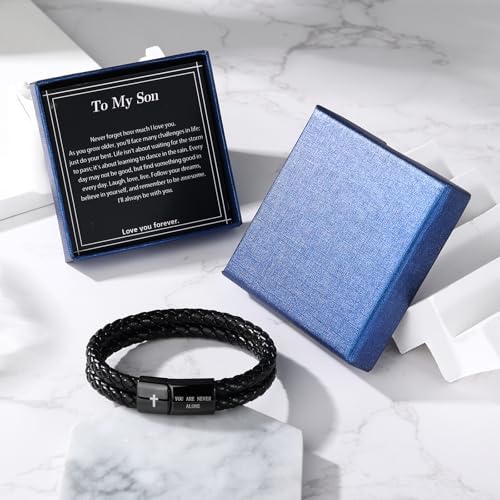 Christian Bracelet for Men, Bible Verse Leather Cross Gift for Men - Image 5