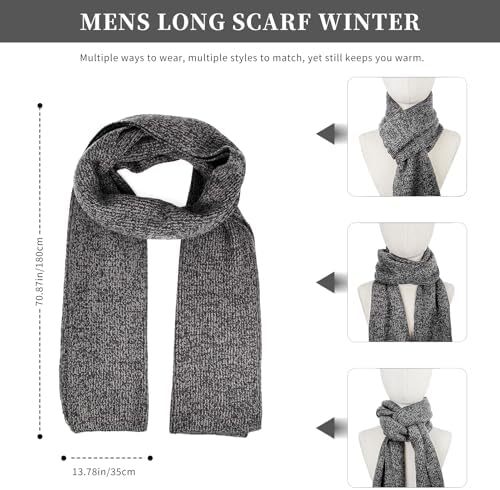 Winter Beanie Hats Long Neck Scarf for Men and Touchscreen Gloves 3PCS Set - Image 5