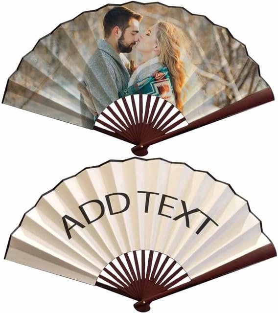 WERWAES12Pcs Personalized Folding Fan with Custom Photo Hand Held Fans Foldable for Wedding Dancing Saloon Cosplay Party Props Decorative Folding Fans