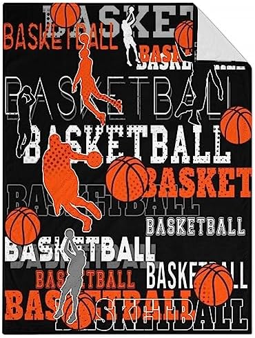 Mercuryelf Basketball Throw Blanket - Soft, Fuzzy & Warm - 60x80 Inches Flannel Blankets for Bed, Couch - Black Sports Throws Gift for Adults by Mercuryelf