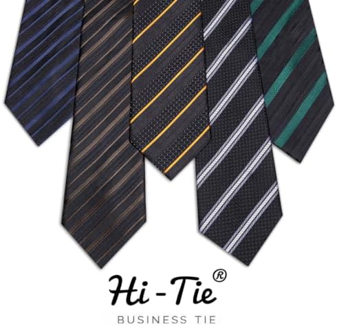 Hi-Tie Lot 5 Pcs Gift Box Mens Tie Set Necktie with Pocket Square Cufflinks Silk Neck Tie Collection - Image 6
