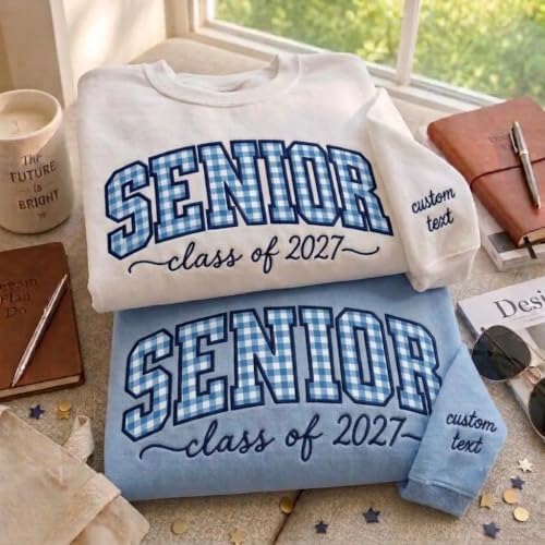 Chillever Personalized Embroidered Senior Sweatshirt, Custom Class of 2027 Sweater, Retro Graduation Gift for High School - Image 3