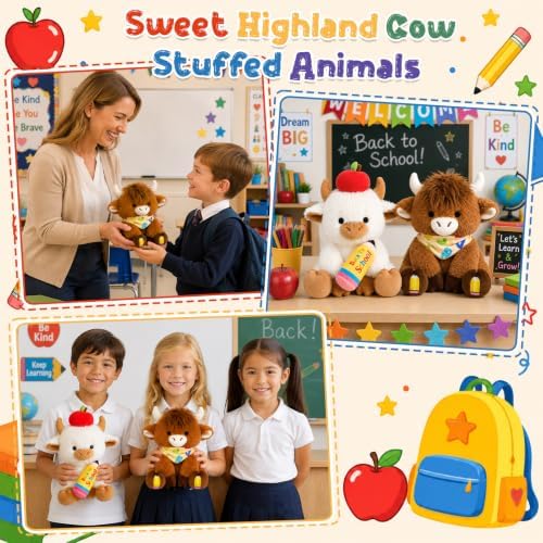 Classroom Highland Cow Plush-Back to School Gift “ABC” Handkerchief Decor - Image 6