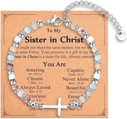 Christian Gifts for Women Girls, Religious Cross Bracelet by IKIATY