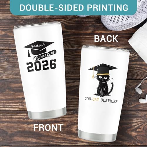 2026 Graduation Gift for Her Him - Senior Class of 2026 Gifts - 20 oz Stainless Steel Tumbler With Lid & Straw - High School/College/Master Degree/PHD Gradution Gifts - Image 7