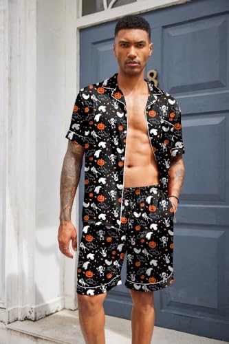 Ekouaer Mens Silk Satin Pajamas Set Short Sleeve Button Up Lounge Pjs Set - Image 3