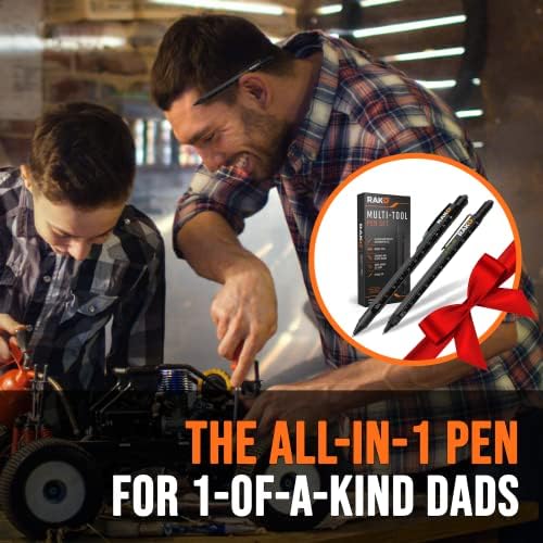 RAK Multitool Pen - Multi-Tool Pen Set 11 in 1, LED Light, Screwdrivers, Level, Ruler, Bottle Opener, and Stylus. Cool Gadgets Gifts for Men, Dad, EDC Tactical Pen Tool, Gift-Ready Box, Pack of 2 - Image 2