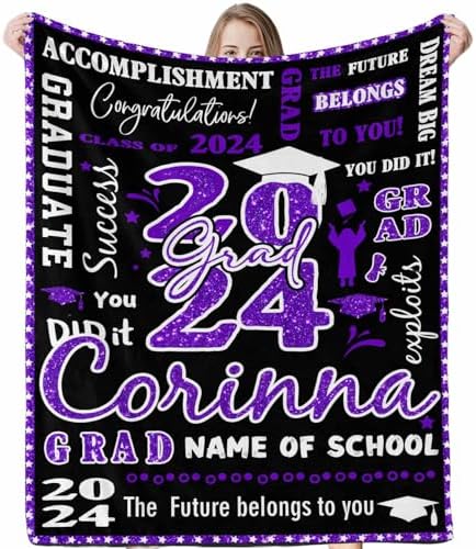 College Graduation Custom Picture Blanket Blanket Customize Personalized Senior Class of 2024 Blankets with Photo and Name Personalized Picture Collage Blanket 80x70inch by Unknown