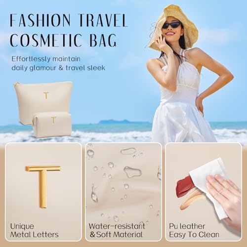 Gifts for Women Girls Personalized Initial Travel Makeup Bag - Image 3
