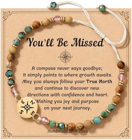 Compass Bracelet for Women, Retirement You Will Be Missed Travel Gifts by HGDEER