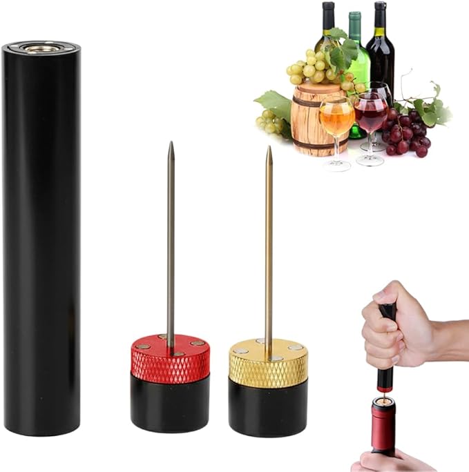 Wine Bottle Opener, Pocket Air Pressure Pump Wine Bottle Opener, Portable Wines Cork Open Bottles Tool, Mini Travel Corkscrew Quick Bottles Opening for Home Restaurant Party (Gold+Red)