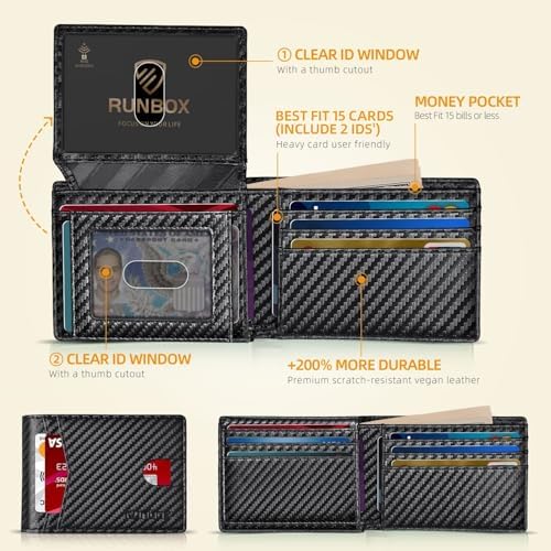 RUNBOX Wallet for Men -Slim Rfid Leather Mens Bifold Novelty Wallets 2 ID Window With Gift Box Men's Accessories - Image 2