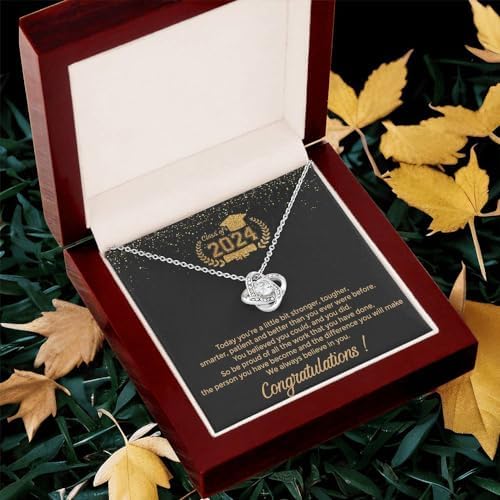 VIRAGIL 2023 Graduation Gifts for Her, Class of 2024 Love Knot Sterling Silver Pendant Necklace Senior College Graduation Jewelry Gifts for Girl Daughter - Image 5
