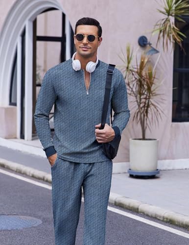 COOFANDY Men's 2 Piece Tracksuit Set Polo Athletic Sweatsuit Quarter Zip Jogging Long Sleeve Casual Sports Outfits - Image 3
