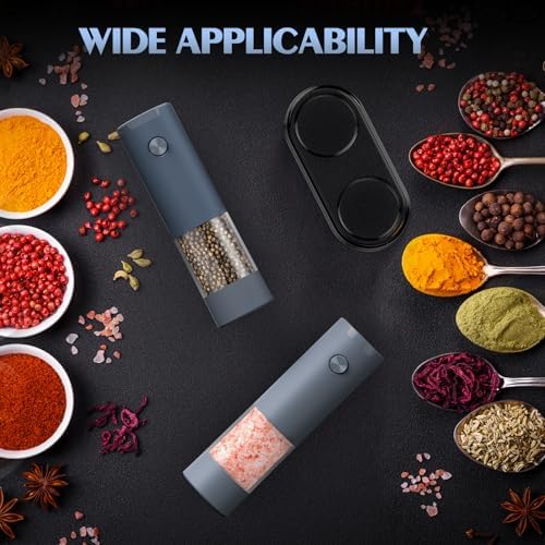 Salt and Pepper Shakers Electric Salt Pepper Grinder Set Kitchen Accessories Upgraded Larger Grey Battery Salt Pepper Grinder Shakers Cooking Birthday Gifts for Men - Image 5