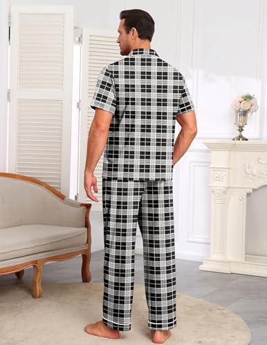 Ekouaer Men's Cotton Pajama Set Short Sleeve Button Down Sleepwear Pjs - Image 6