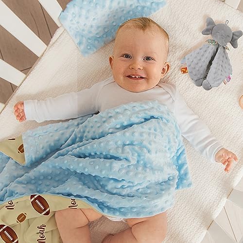 Custom Football Blanket - Personalized Name with Football Patterns - Soft Plush Flannel Blanket with Double Layer Dotted Backing for Baby Toddler Kids Teen Boys Girls Gifts Yellow - Image 5