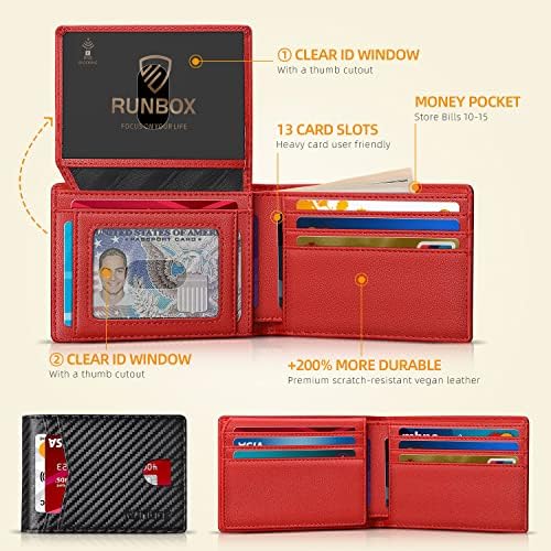 RUNBOX Wallet for Men -Slim Rfid Leather Mens Bifold Novelty Wallets 2 ID Window With Gift Box Men's Accessories - Image 2
