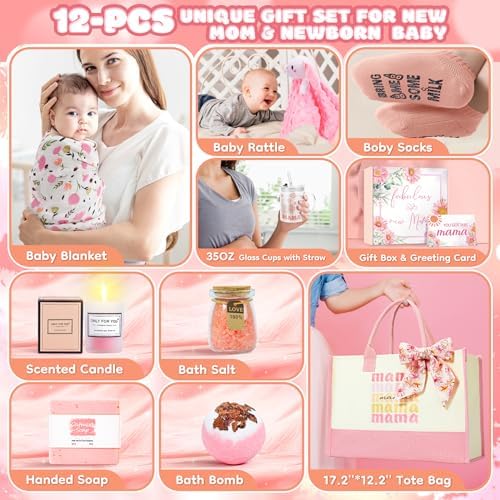 New Mom Gifts & Baby Girl Gift Set for Newborn,12PCS Baby Shower Gifts, Newborn Baby Girl Gifts,Pregnancy Gifts for Expecting Mom,New Mom Care Package After Baby, Pregnancy Gifts for Women and Baby - Image 2
