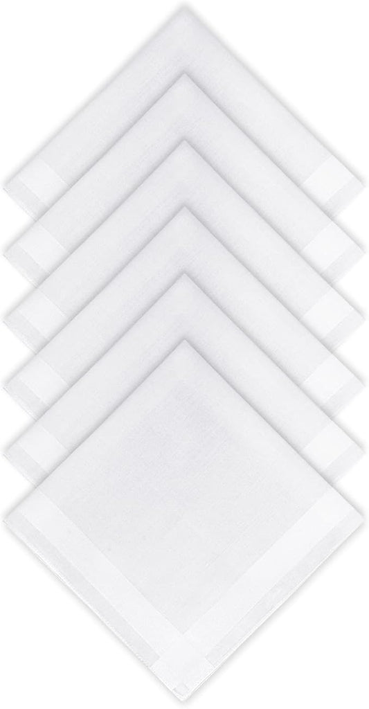 Zenssia Men's Pure Cotton Handkerchiefs with Hem, Bulk Set Hankies