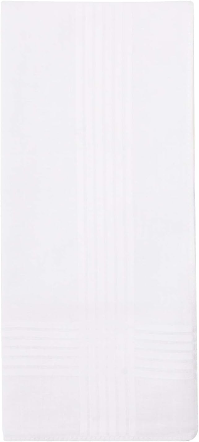 Perry Ellis 12 Pack Handkerchief (100% Cotton White with Satin Border, 16" x 16")