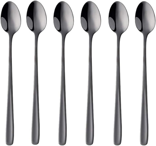 Buyer Star Long Handle Iced Tea Spoons Set of 6, 8 inch 18/10 Coffee Spoon Sets for Mixing, Cocktail Stirring, Tea, Coffee, Milkshake, Cold Drink