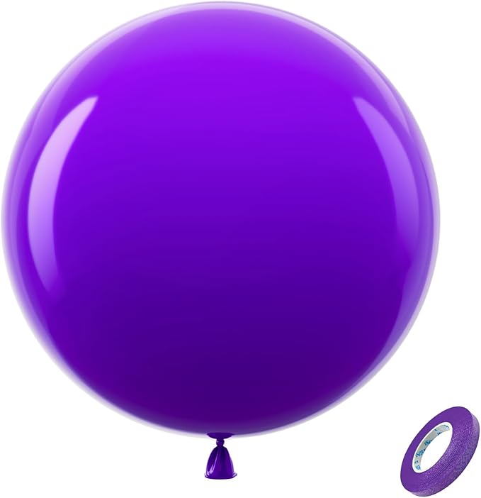 Bezente Dark Purple Giant Balloons 36 Inch - 8 Pack Jumbo Purple Large Round Purple Balloons for Wedding Graduation Halloween Birthday Party Backdrop Decorations