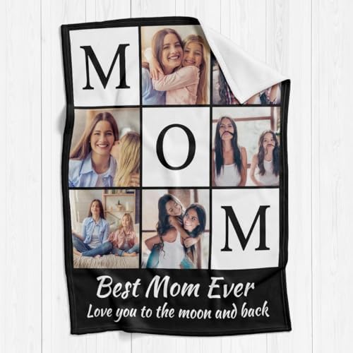 inkArts Custom Mom Blanket with 6 Photos Personalized Blanket with Pictures Customized Throw Gifts for Mom Grandma Photo Throw Blanket for Birthday Mother's Day - Image 4