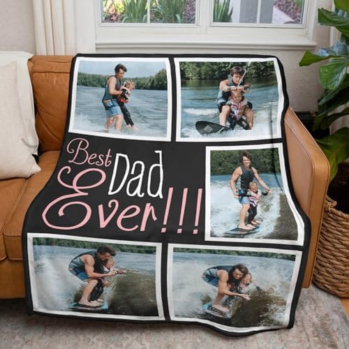 inkArts Gifts for Dad Custom Blankets with Photos Personalized Photo Blankets with Picture for Dad, Customized Throws Blanket for Fathers Day Plush Best Daddy Ever Family Husband Men Birthday - Image 3