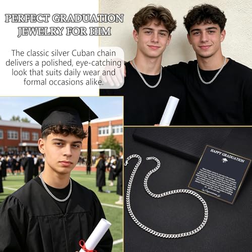 EPIRORA Graduation Gifts Necklace for Him 2026, 6MM Stainless Steel Cuban Link Chains Graduation Necklace for Men, Class of 2026 Grad Gifts for Middle School | High School | College | Master Degree - Image 4