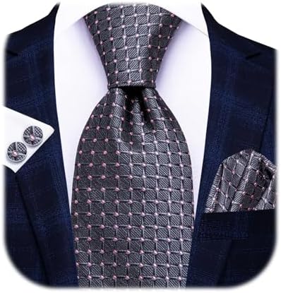 Hi-Tie Lot 5 Pcs Gift Box Mens Tie Set Necktie with Pocket Square Cufflinks Silk Neck Tie Collection - Image 5