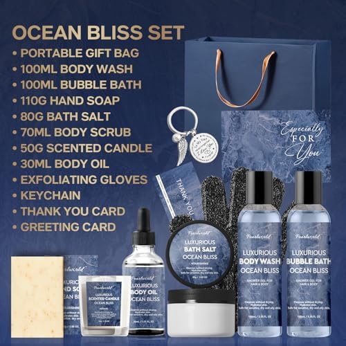 Birthday Gifts Baskets for Men Bath Spa Set, Ocean-Scented, 12Pcs - Image 2