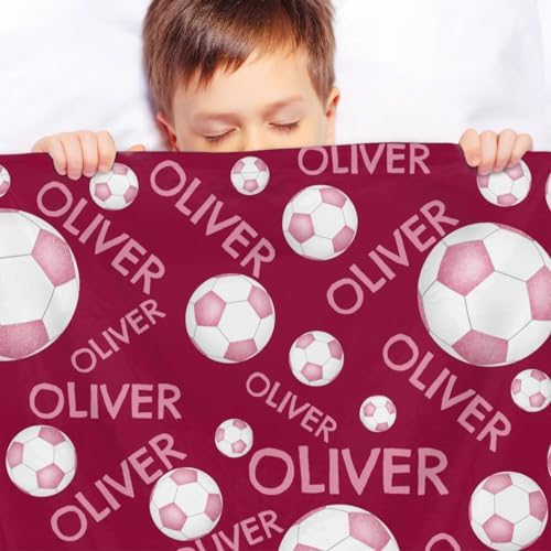 Personalized Baby Blankets for Girls Boys, Custom Baby Blanket with Name Swaddle Toddler Fleece Blanket Personalized Gift Pink Soccer Red - Image 4
