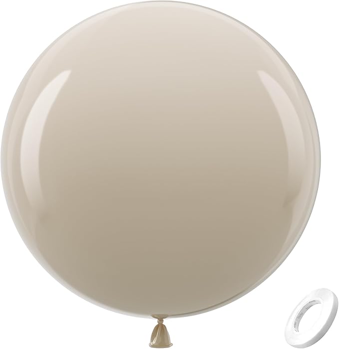 Bezente White Sand Giant Balloons 36 Inch - 8 Pack Jumbo Sand White Large Round Cream Latex Balloon for Birthday Wedding Bridal Shower Gender Reveal Party Decoration