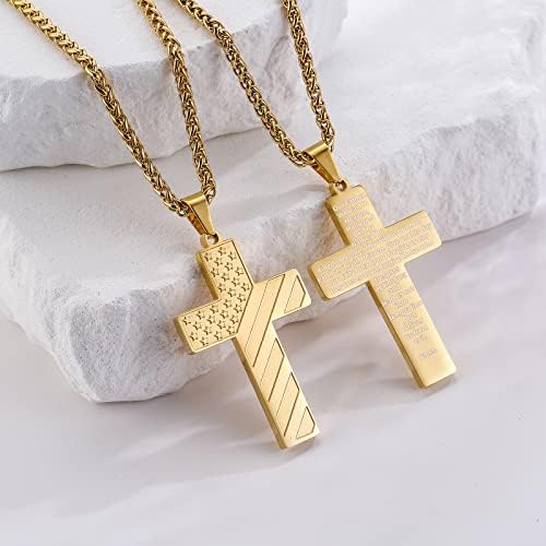 DuoDiner 18+2" Cross Necklace for Men Boys Christian Confirmation Gifts - Image 3