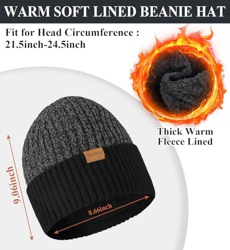 floconssy Men's Winter Hat Scarf Gloves Set of 3, Knit Thermal Combo Gifts - Image 2