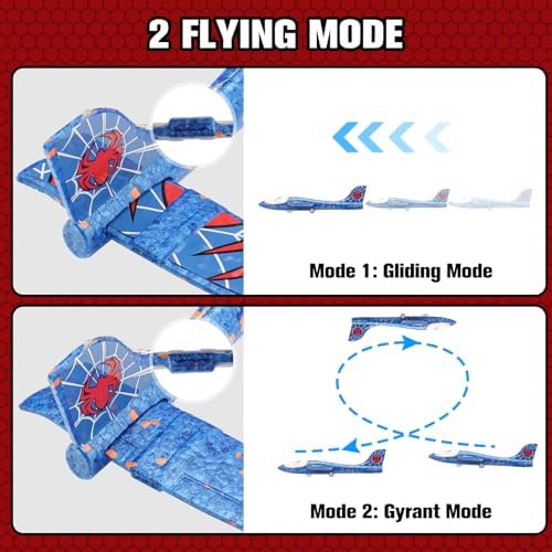 Fuwidvia 3 Pack Airplane Launcher Toys, 13.2'' Spider LED Foam Glider - Image 5