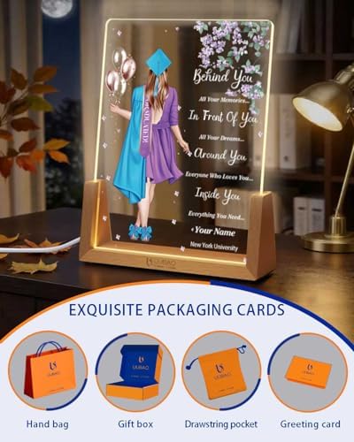 Personalized Name Graduation Gifts Custom Night Light LED Table Lamp Portrait Creator for Her 2026 University High School Keepsake(Girl I) - Image 4