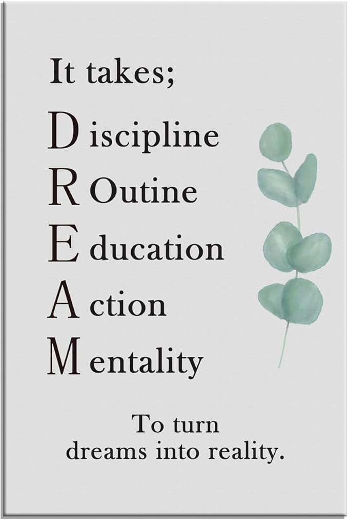 Dream Ideal Motivational Canvas Wall Art To Turn Dreams Into Reality Inspirational Poster Inspiring Painting Prints Wall Pictures for Living Room Home Office Gym Decor Framed Artwork [36''H x 24''W]