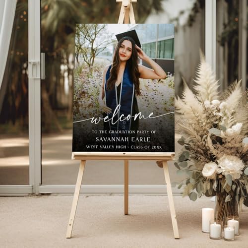 Personalized Wildflower Graduation Party Welcome Sign with Photo, Grad Sign, Graduation Decorations Party, Class of 2026 Welcome Poster, Senior Party Sign, Graduation Celebration Sign#14 - Image 3