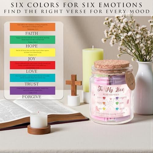 Faith Love Bible Verse Jar - Christian Mothers Day Gifts for Wife Girlfriend, Christian Gifts for Women Men, Scripture Cards for Bible Study Anniversary Valentine Birthday Couples Gift for Her Him - Image 3