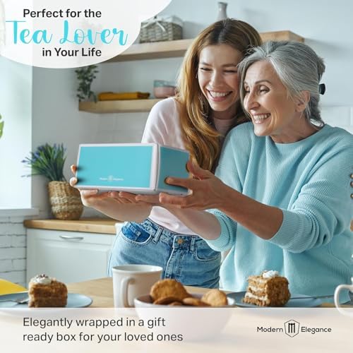 Tea Gifts for Women – Sampler Gift Basket with 15 Unique Blends, Honey Sticks, Stainless Tumbler, Cozy Socks & Gift-Ready Box (Cozy Socks -Teal) - Image 4