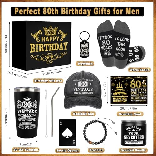 80th Birthday Gifts for Men Tumbler Set, Unique Gift for 80 Year Old Man - Image 2