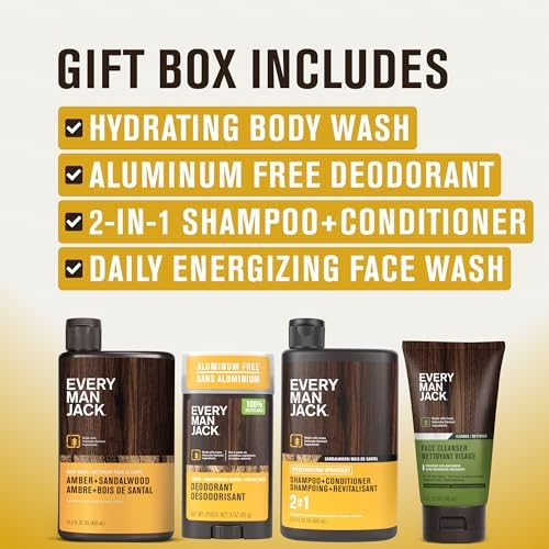 Every Man Jack Bath and Body Shower Gift Set for Men, Amber Sandalwood - Image 3