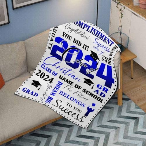 Customized Blankets Picture Blanket Personalized Photo Graduation Gift Set Graduation Class of 2024 with College Name Graduate Gifts Costume Blanket with Pictures 80x60inch - Image 3