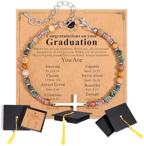 Graduation Gifts 2026 for Her Him, Class of 2026 Graduation Bracelets with Unique Cap Gift Box, Inspirational Keepsake for Women Men Middle High School University College Graduates - Image 2