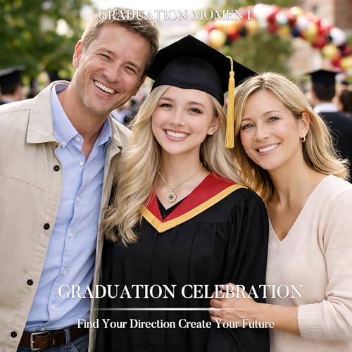 Turandoss 2026 Graduation Gifts for Women Her - 14K Gold Plated Compass Birthstone Necklace High School College Graduation Gifts for Women Family - Image 4
