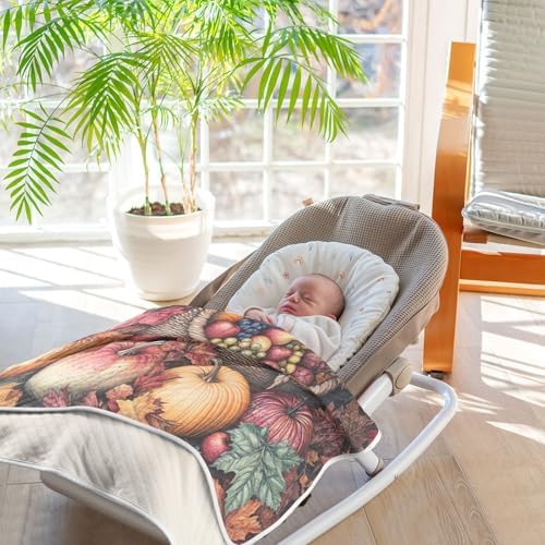 Basket Leaves Brown Baby Blanket for Girls Boys Soft Infants Toddlers Receiving Blankets for Crib Stroller Travel Bed Decorative - Image 7