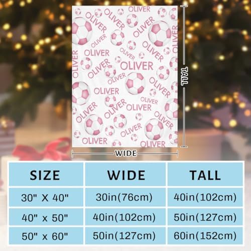 Personalized Baby Blankets for Girls Boys, Custom Baby Blanket with Name Swaddle Toddler Fleece Blanket Personalized Gift Pink White Soccer - Image 3